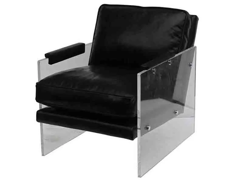 Black Vintage Leather Acrylic Armchair 1