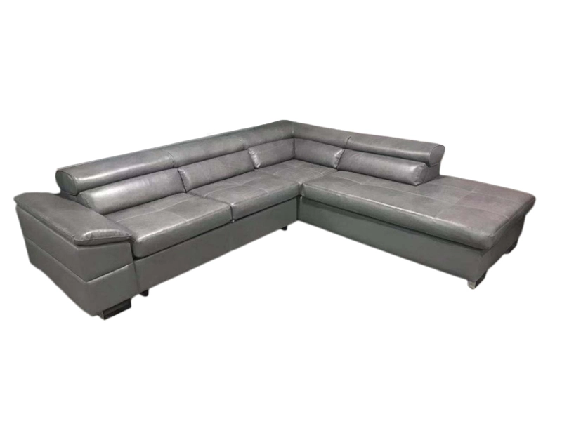 Grey  Sectional Pu/Genuine Leather Sofa Bed Design Modern With Soft Cushion Use In Living Room Lounge 1