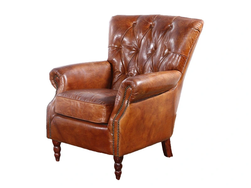 Vintage Tufted Distressed Leather Armchair 1