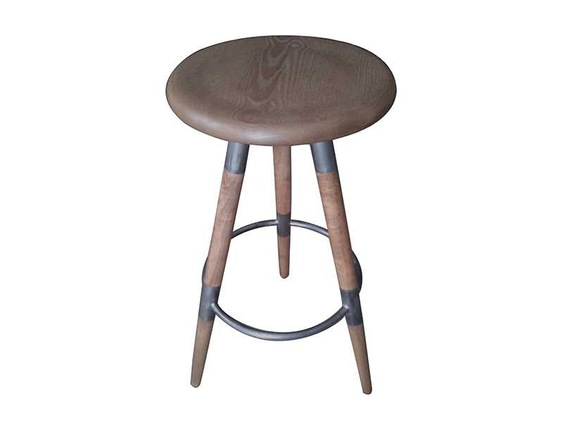 Rustic Full Solid Wood Bar Stool with Round Shape 1