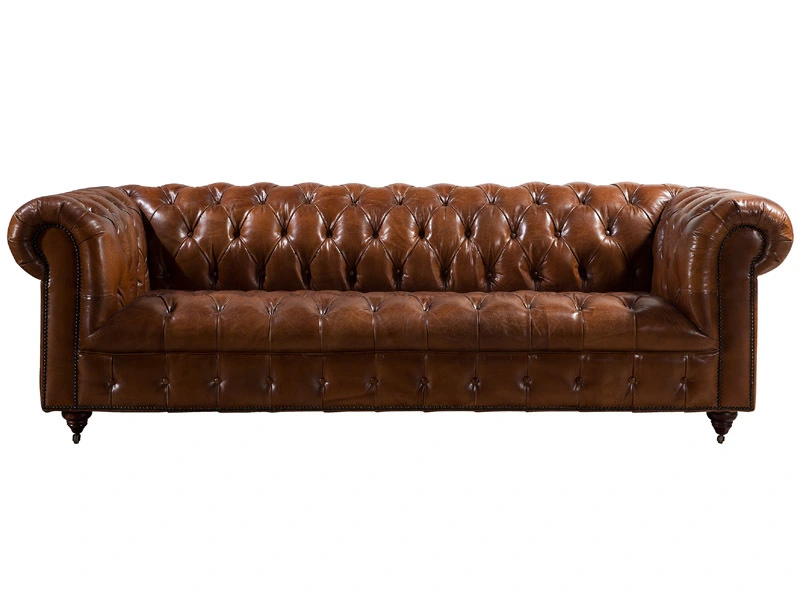 Chesterfield Tan Leather Sofa Set 1