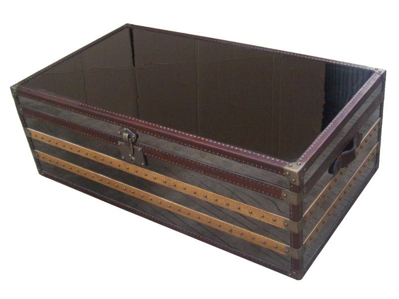Vintage Leather Steamer Trunk Coffee Table 1