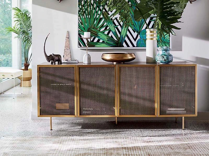 Trace Brass Wire Mesh Cabinets with Shelf Living Room Cabinet 1