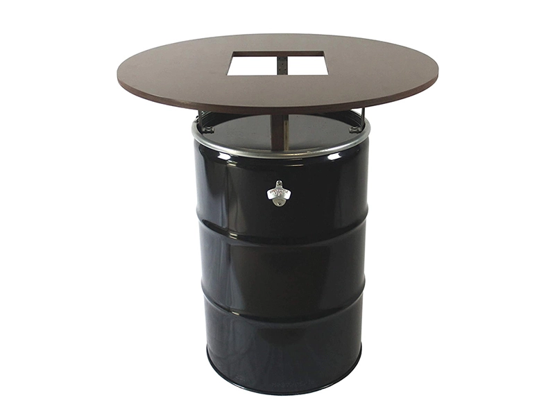 Top Quality Wholesale Iron Wood Drum Table Iron Oil Drum Outdoor Restaurant Dining Coffee Table 1