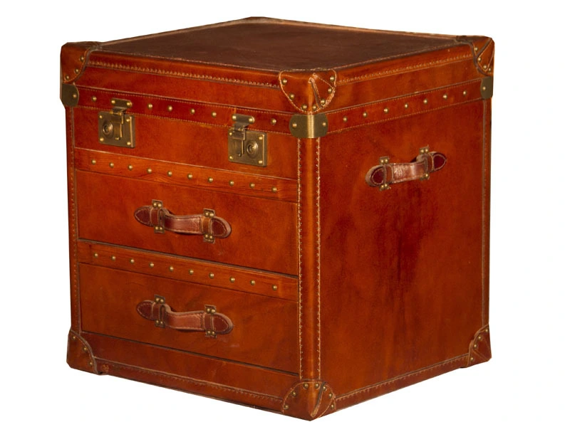 Leather Mayfair Steamer Trunk 2 Drawers 1