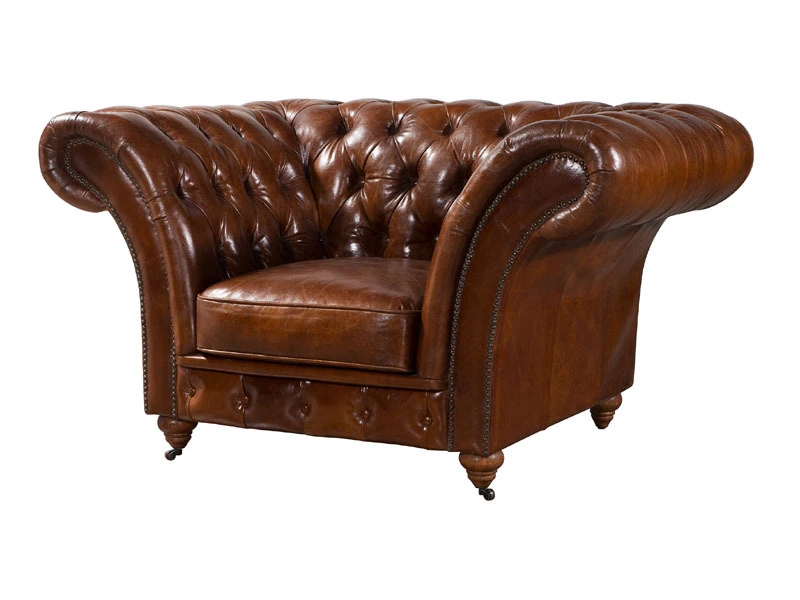 Barrington 1S Vintage Leather Chesterfield Sofa 1