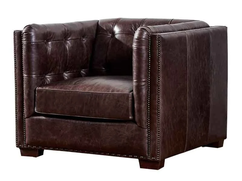 Tufted Back Antique Leather Sofa 1S 1