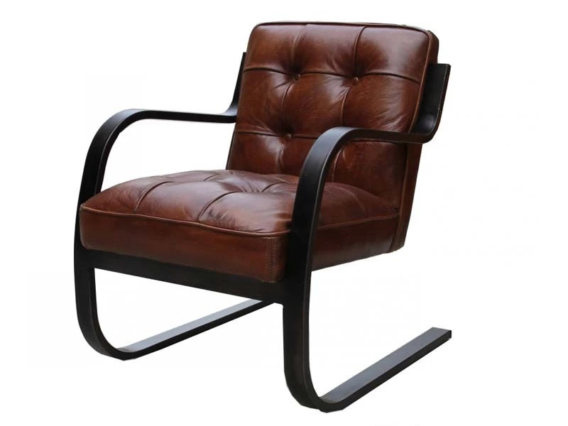 Tan Leather Armchair With Steel Frame 1