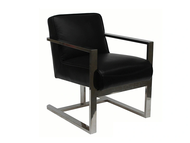Stainless Steel Base Black Vintage Leather Chair for Hotel 1