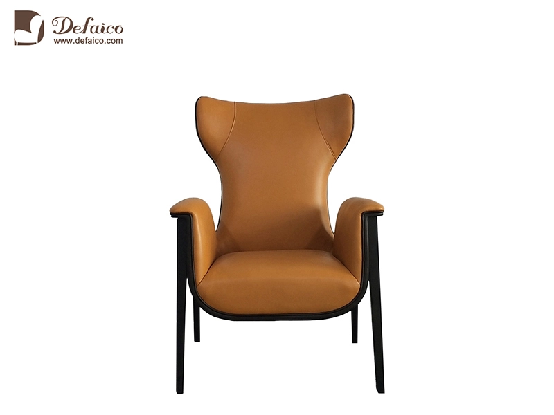 Luxury Genuine Leather Wing Accent High Back Armchair For Living room 1