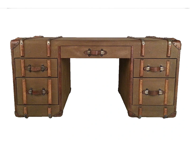 Vintage Green Canvas Office Desk 1