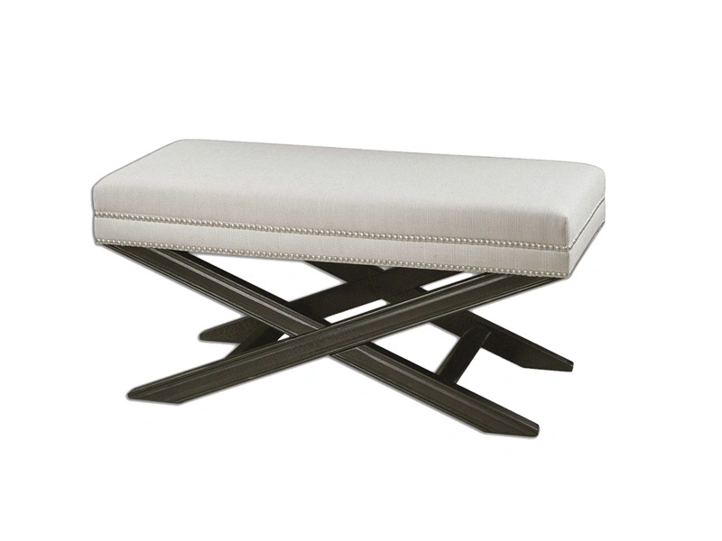 White Bench Solid Sponge Silver Nail Accents And On A Solid Wooden Frame Featuring A Black Crackle Finish 1