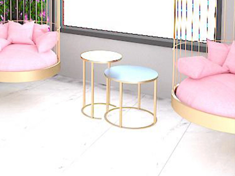 Modern Gold Metal Marble Top Small Side Coffee Table Salon Coffee Table for Hotel 1