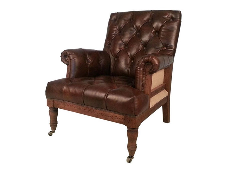 Tufted Back Deconstructed Vintage Leather Armchair 1