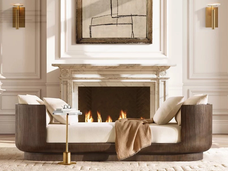 Defaico Natural Coloe Oak Solid Wood Daybed Faddish Modern Style Bedroom Daybed 1