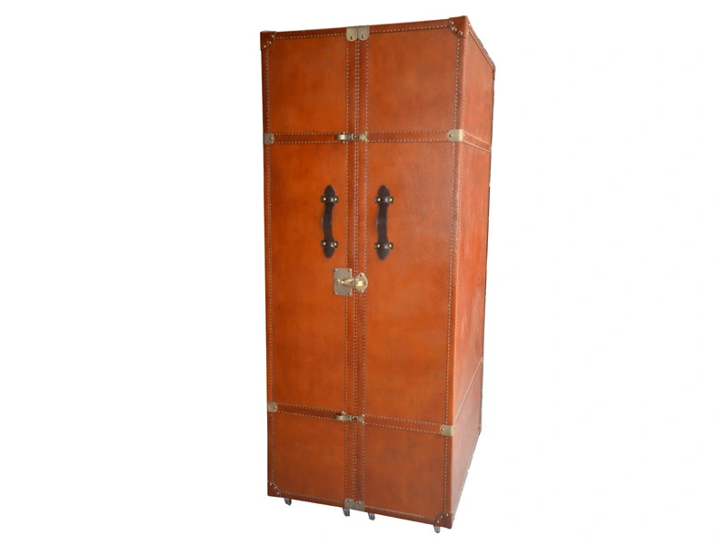 Vintage Leather Wardrobe Cabinet 1