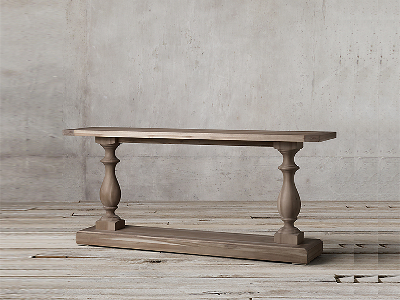Solid Oak Wood Antique Rustic Console Table for Living Room