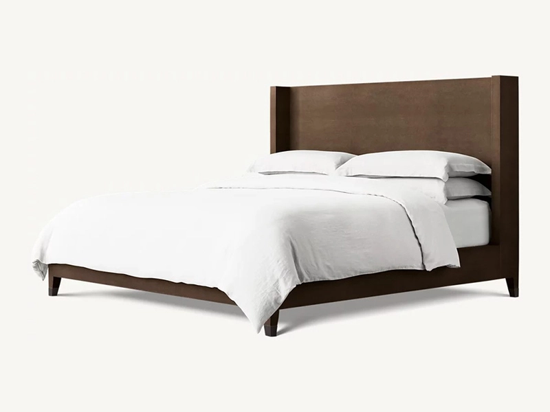 Brown Color King Size Bed White Oak Solide Wood Bed 1