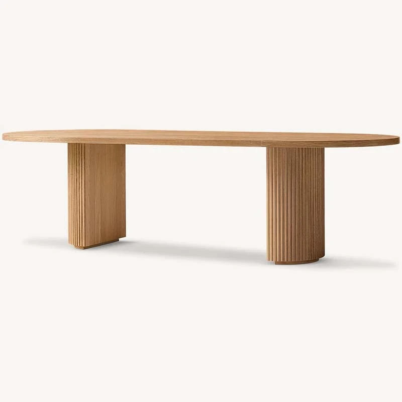 Oblong Natural Oak Wood Dining Table Modern Wood Dining Table Set 6 Seater 1