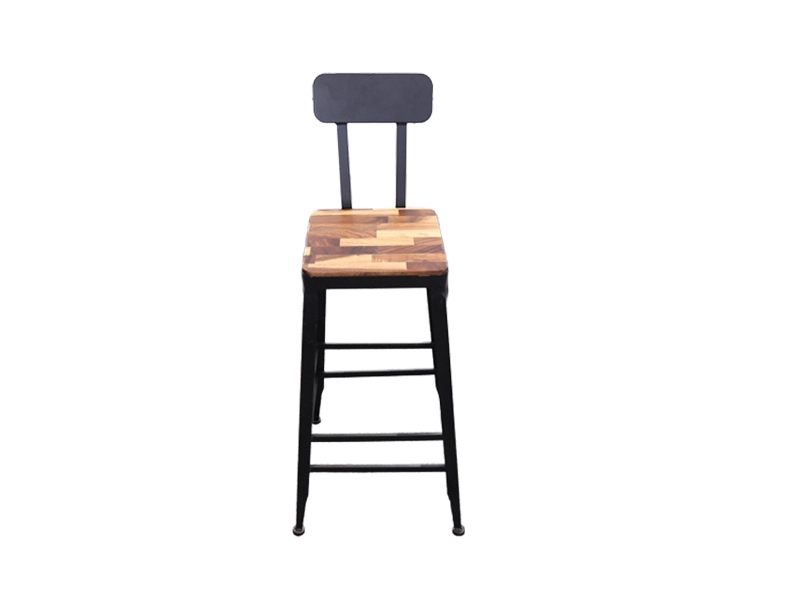Square High Back Restaurant Set Bar Stool With South American Walnut Metal Frame In Club Dining Cafe Kichen 1