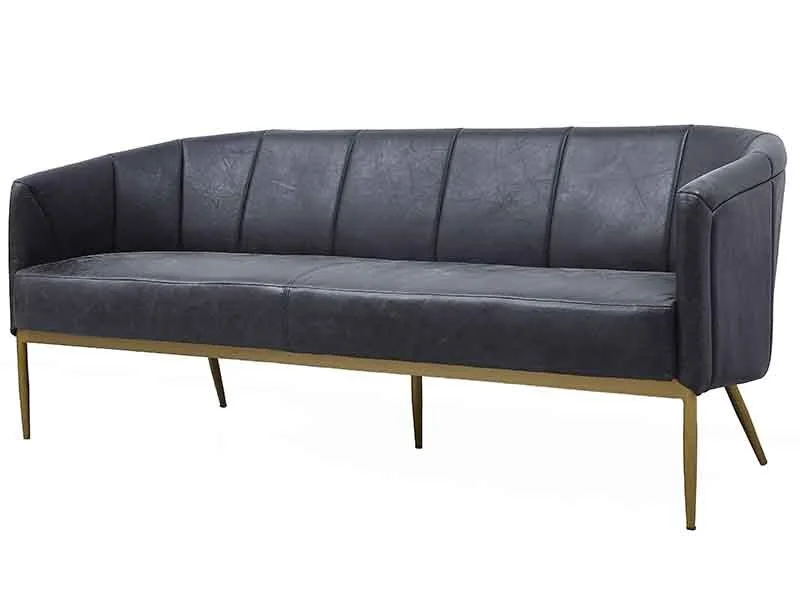 Golden Color Legs Black Vintage Leather Tub 3S Sofa 1