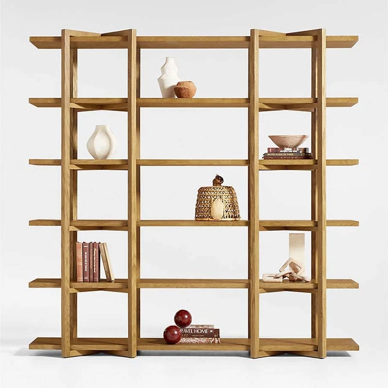 Natural Oak Book Shelf Bookcase and Room Divider Storage Shelves 1