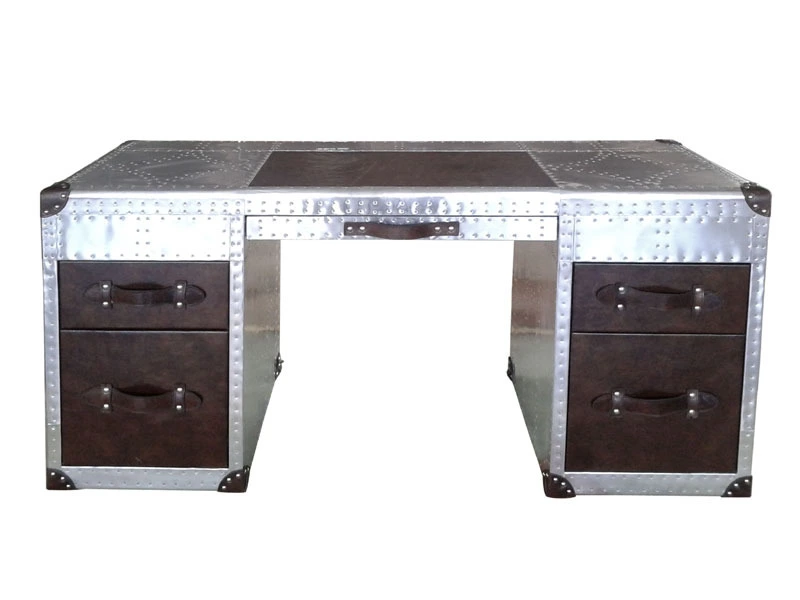 Aviator and Vintage Leather CEO Desk with Drawer 1