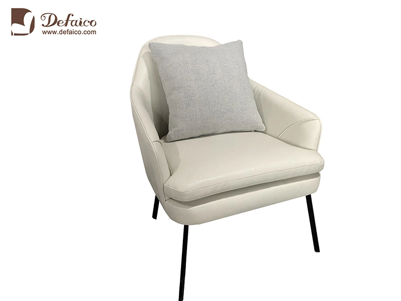 White Luxury Metal Legs Semi-attached Seat Cushion Chair With Pillow 1
