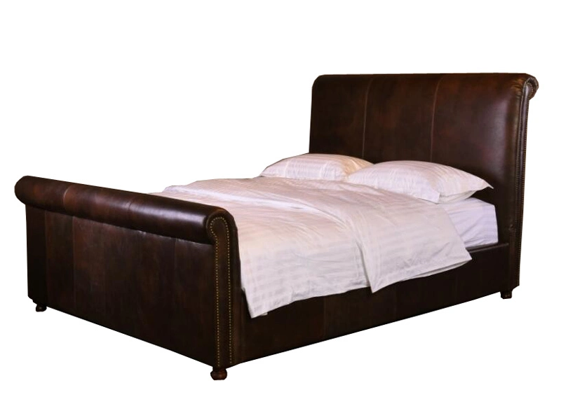 Antique Real Leather Bed 1