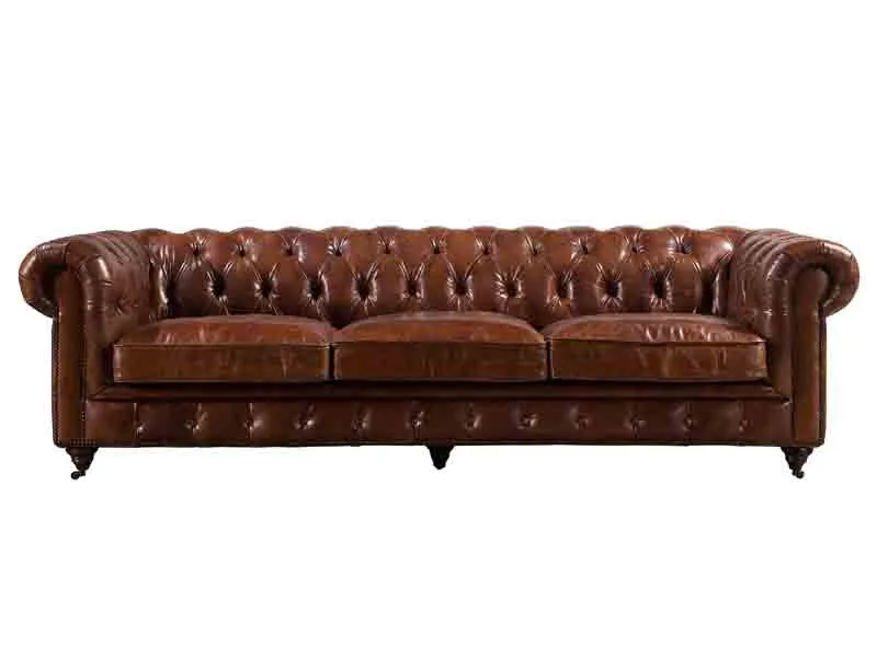 Antique Leather Chesterfield 3S Sofa 1