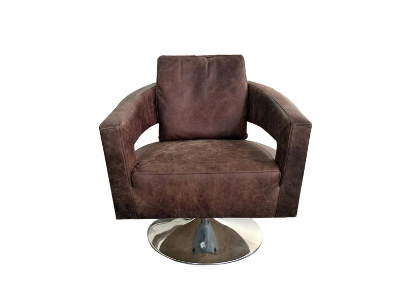 Antique 360 Degree Swivel Office Chair With Round Base And Armrest 1