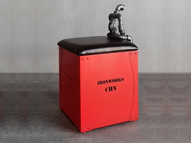 Iron Retro Industrial Leather Upholstered Cube Vintage Side Tables Metal Sets 1