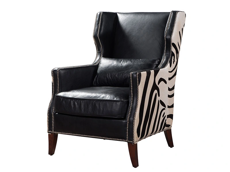 Antique leather armchair and ottoman 1