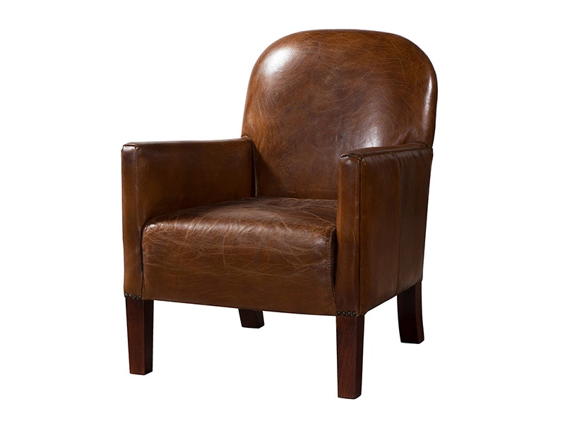 Vintage Round Back Leather Chair 1