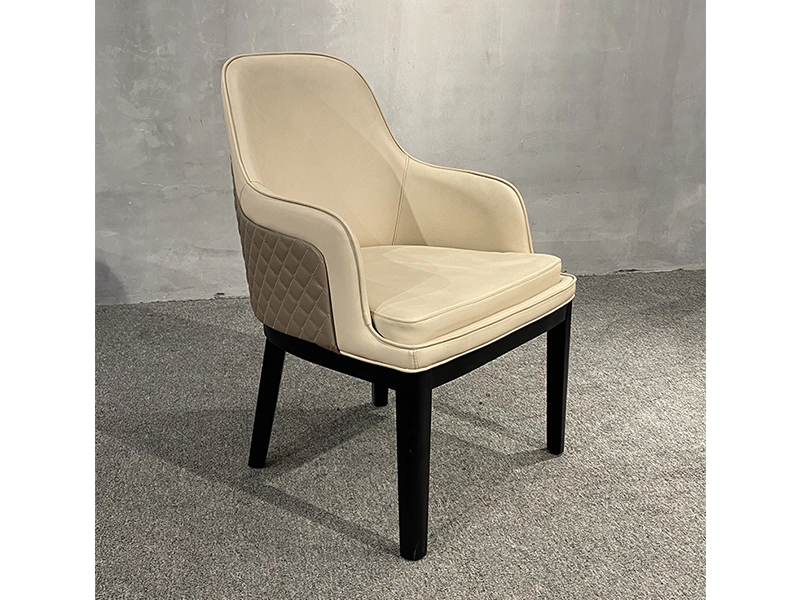 Nordic Modern Luxury Design Genuine Leather Furniture Leather Dining Chair With Arms Rest For Kitchen Dinning Room 1