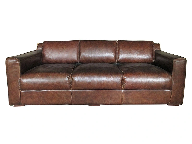 Antique Genuine Leather Contemporary Leather Sofa 1