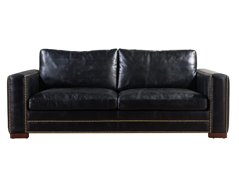 Riveted Tailored Lines Antique Leather Sofa Set 1