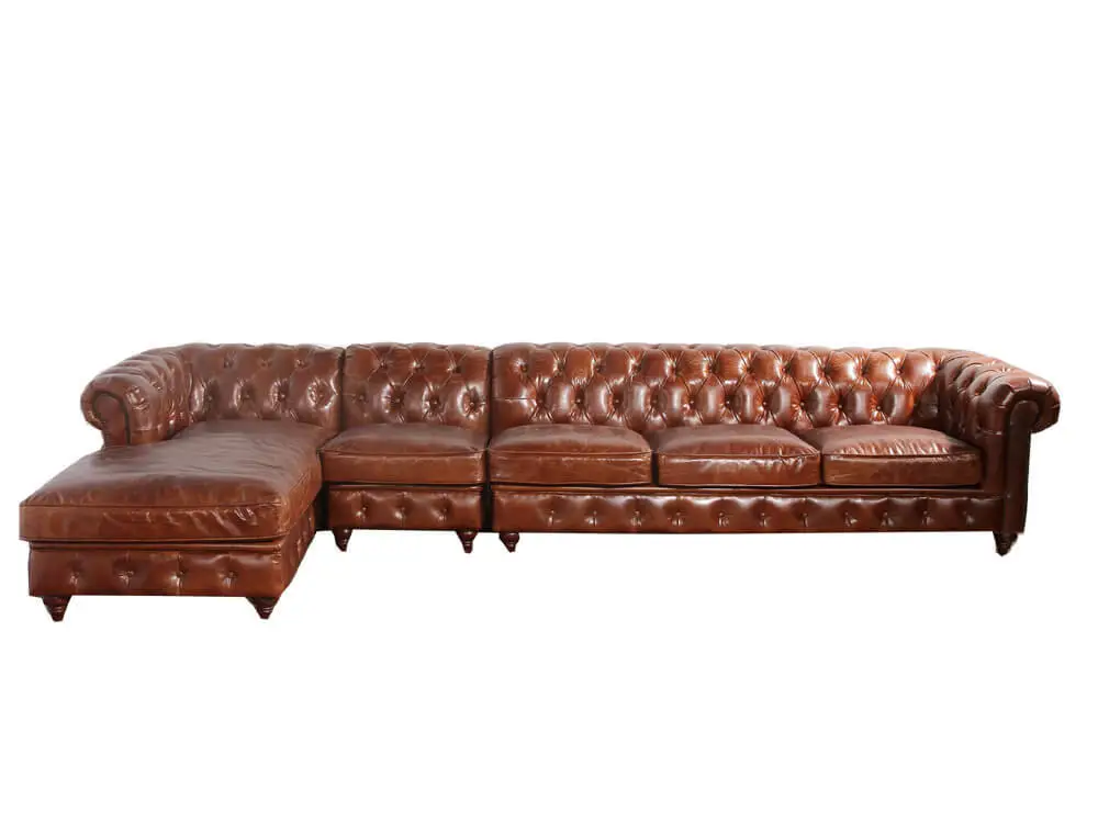 Vintage Leather Chesterfield Sectional Sofa Set 1