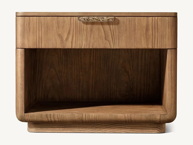 Defaico Light Color Oak Solid Wood Nightstand Faddish Modern Style Bedroom Nightstand 1