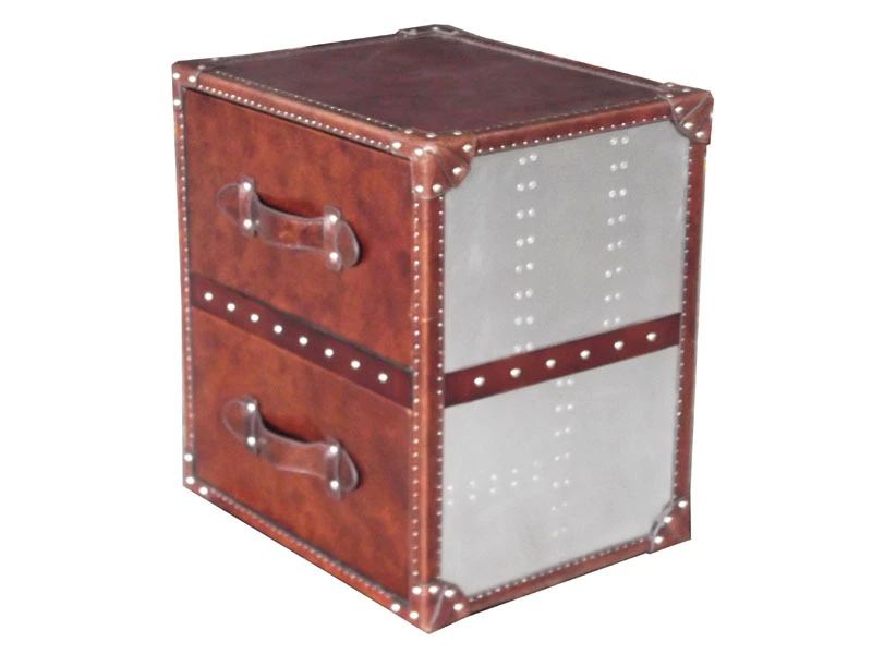 Aviator Vintage Leather Steamer Cube Trunk 1