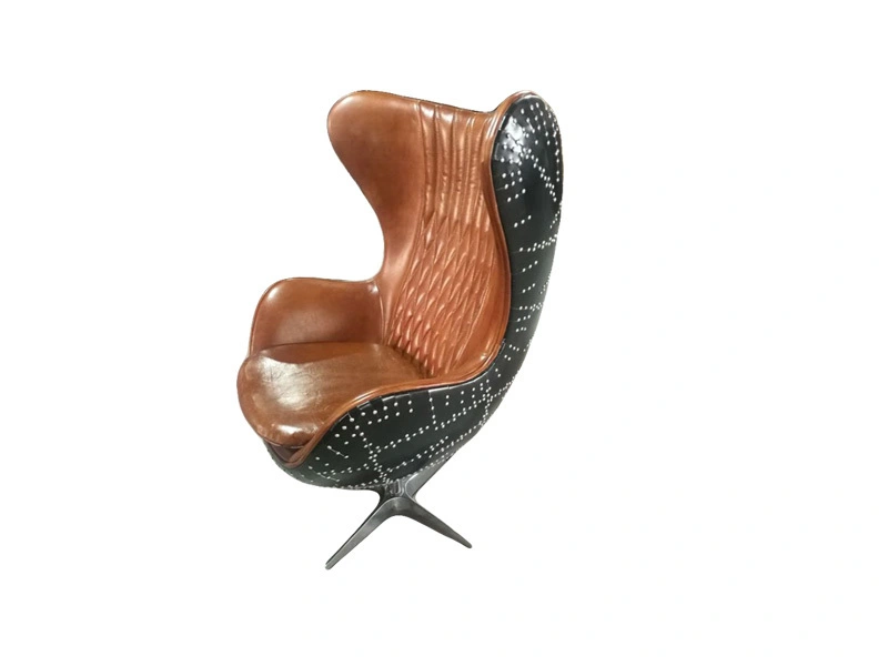 Black Leather Antique High Back Leisure Chair With Rivets For Office Living Room Restaurant 1