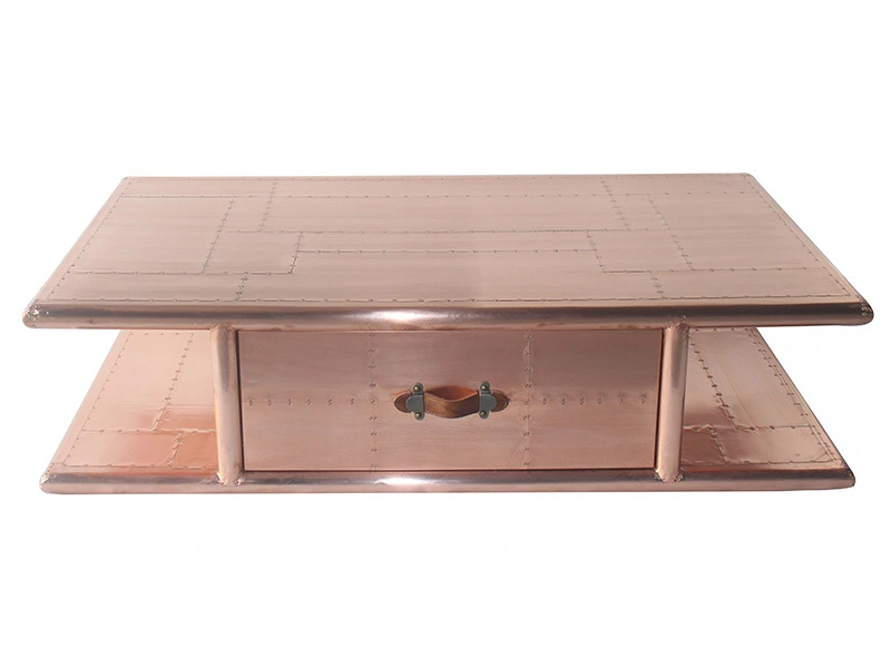 Vintage Copper Aviator Coffee Table with Rivets 1