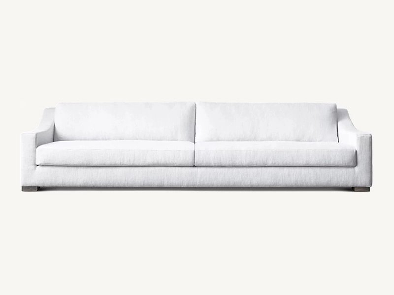 Modern White Linen Fabric and Feather Sofa with 2 Seats 1