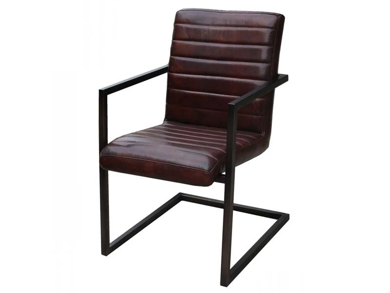 Tubular Frame Industrial Vintage Leather Chair 1