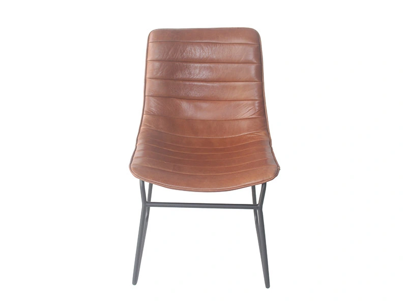 Metal Iron Frame Vintage Leather Loft Industrial Dining Chair 1