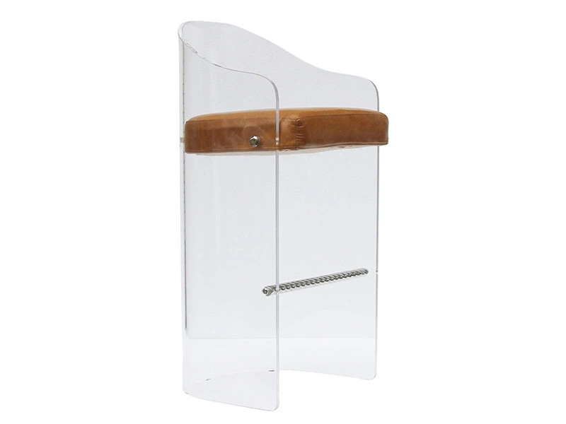 Vintage Tan Leather Seat Acrylic Bar Stool 1