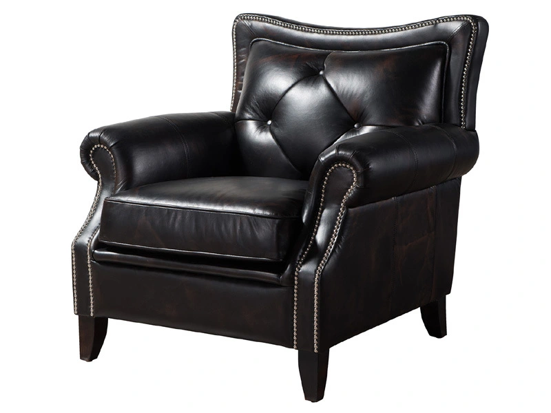 Black Handmade Leather Sofa 1