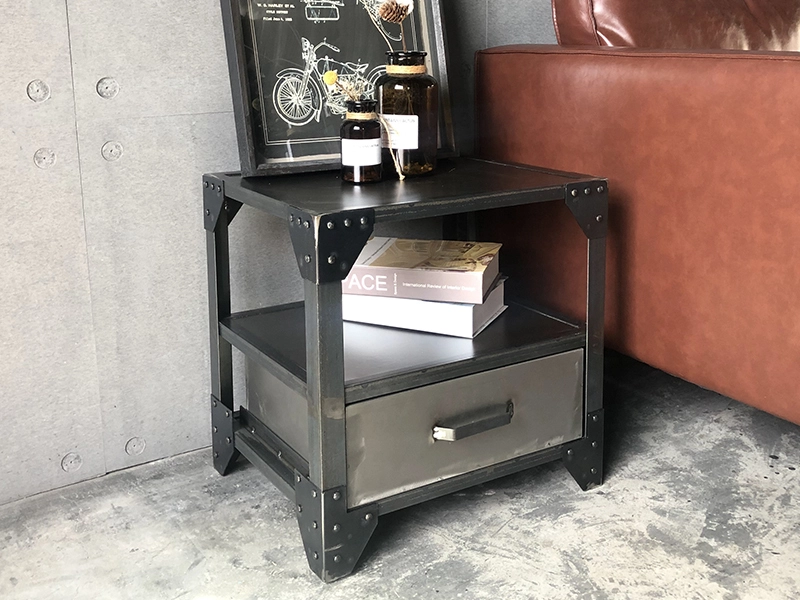 Small Iron Metal Sofa End Coffee Drawer Side Table For Sale Living Room 1