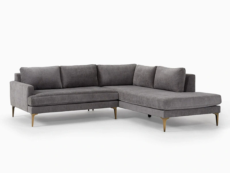 Andes 2-Piece Bumper Chaise Fabric Sectional Couch Sofa Marin Bumper Fabric Sectional Couch Sofa 1