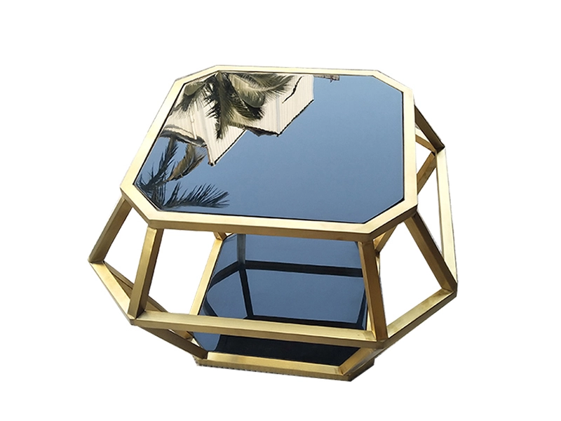 Luxury Round Marble Table Top Side Table Gold Stainless Steel Frame Polygon End Table For Home Coffee 1